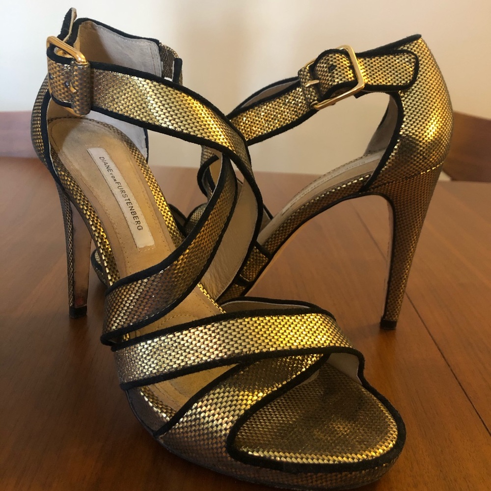 DVF Gold/Black Heels